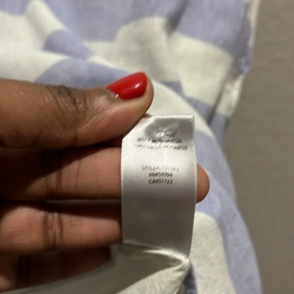 Beach Lunch Lounge Leandrina Blue Striped Linen Cotton Dress Pockets Size S/P - Picture 8 of 11